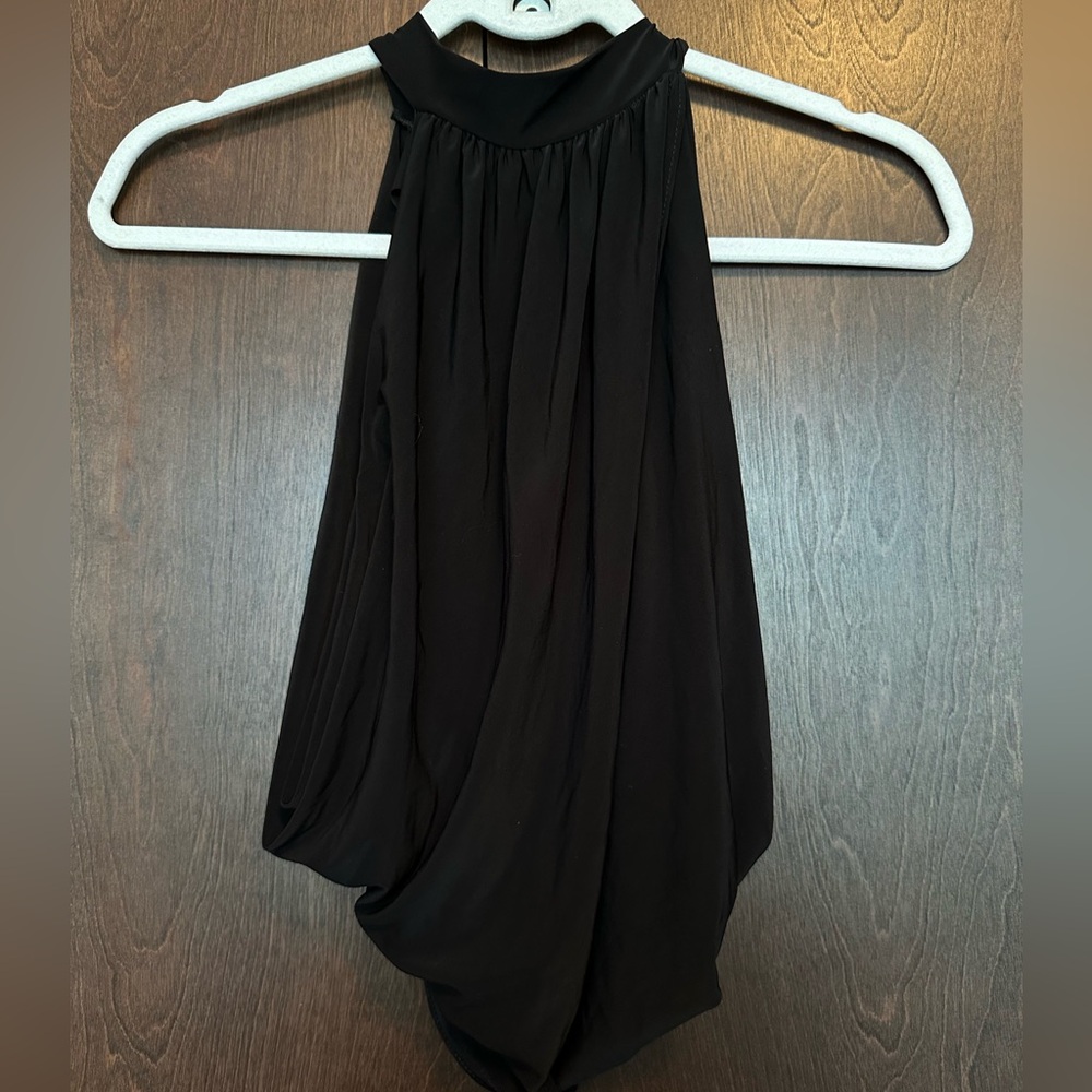 princess Polly Black Drape High Neck Top with Open Back